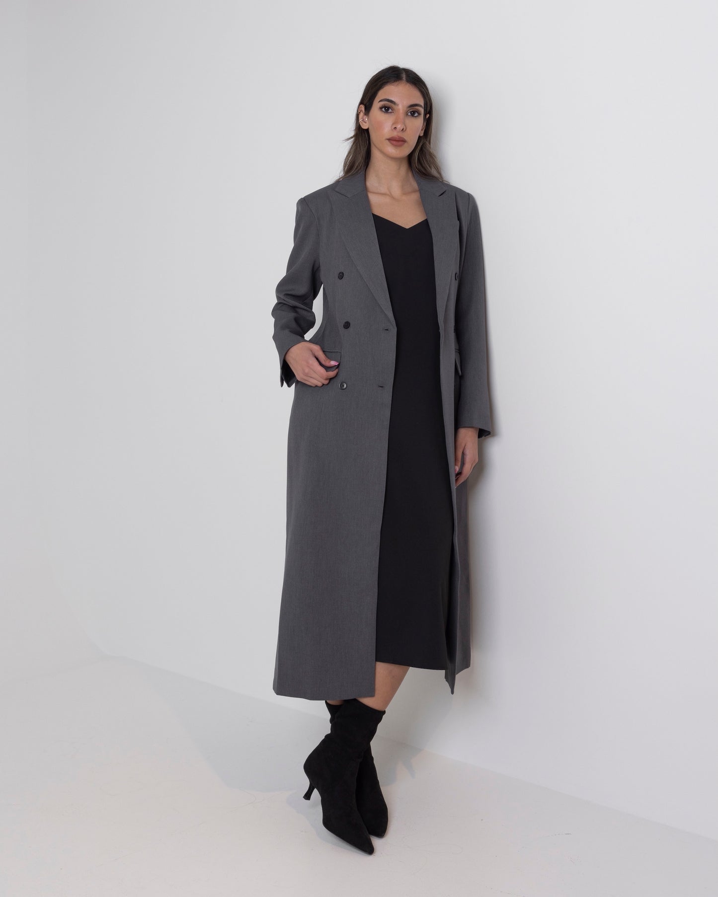 Long Grey Waisted Coat