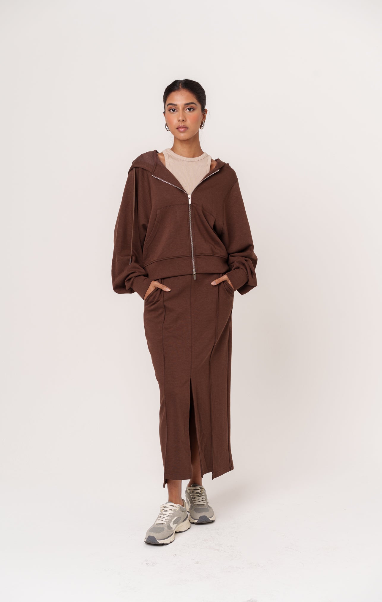 Brown Cotton Skirt Set