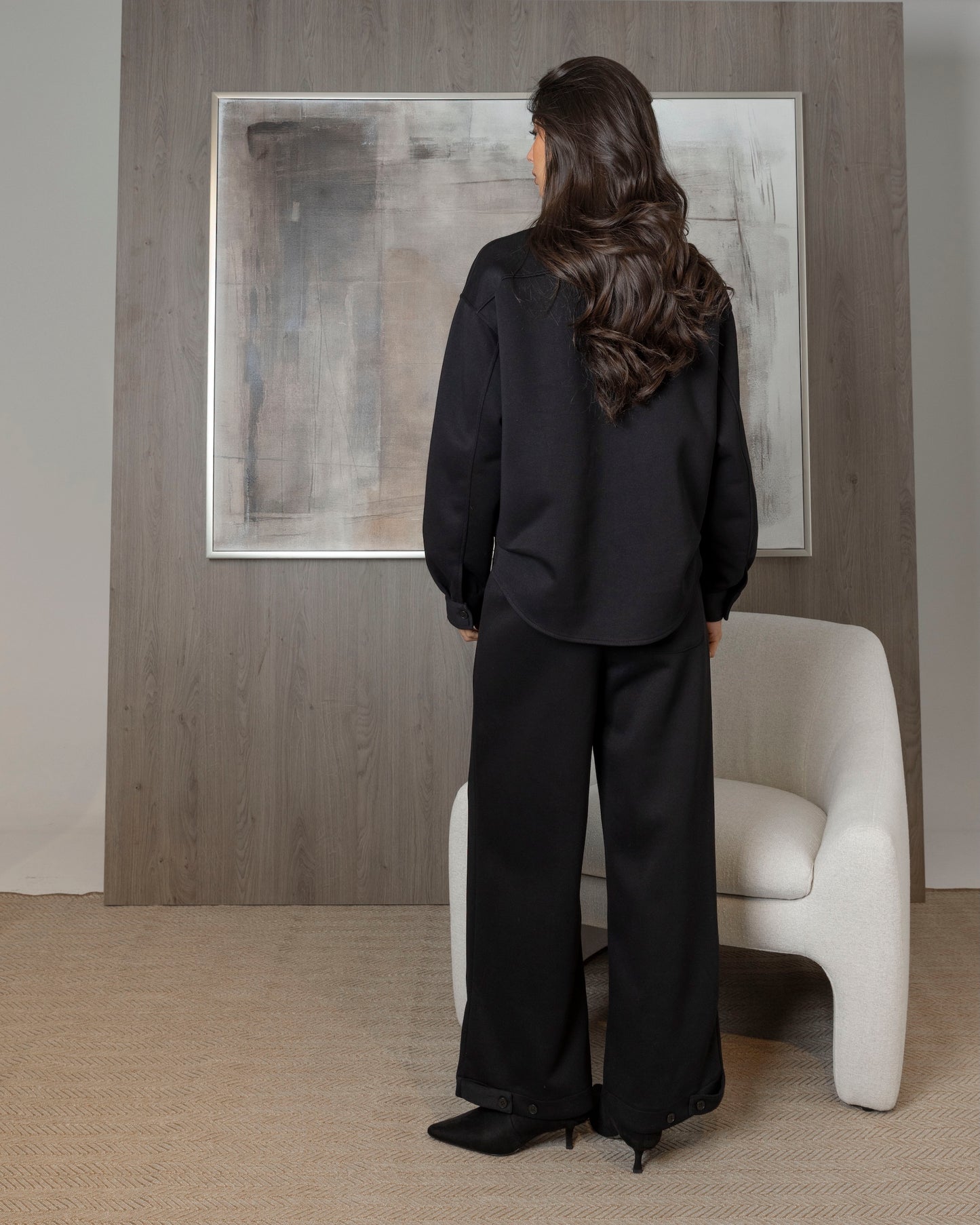 Black Tracksuit with Attached Inner Top