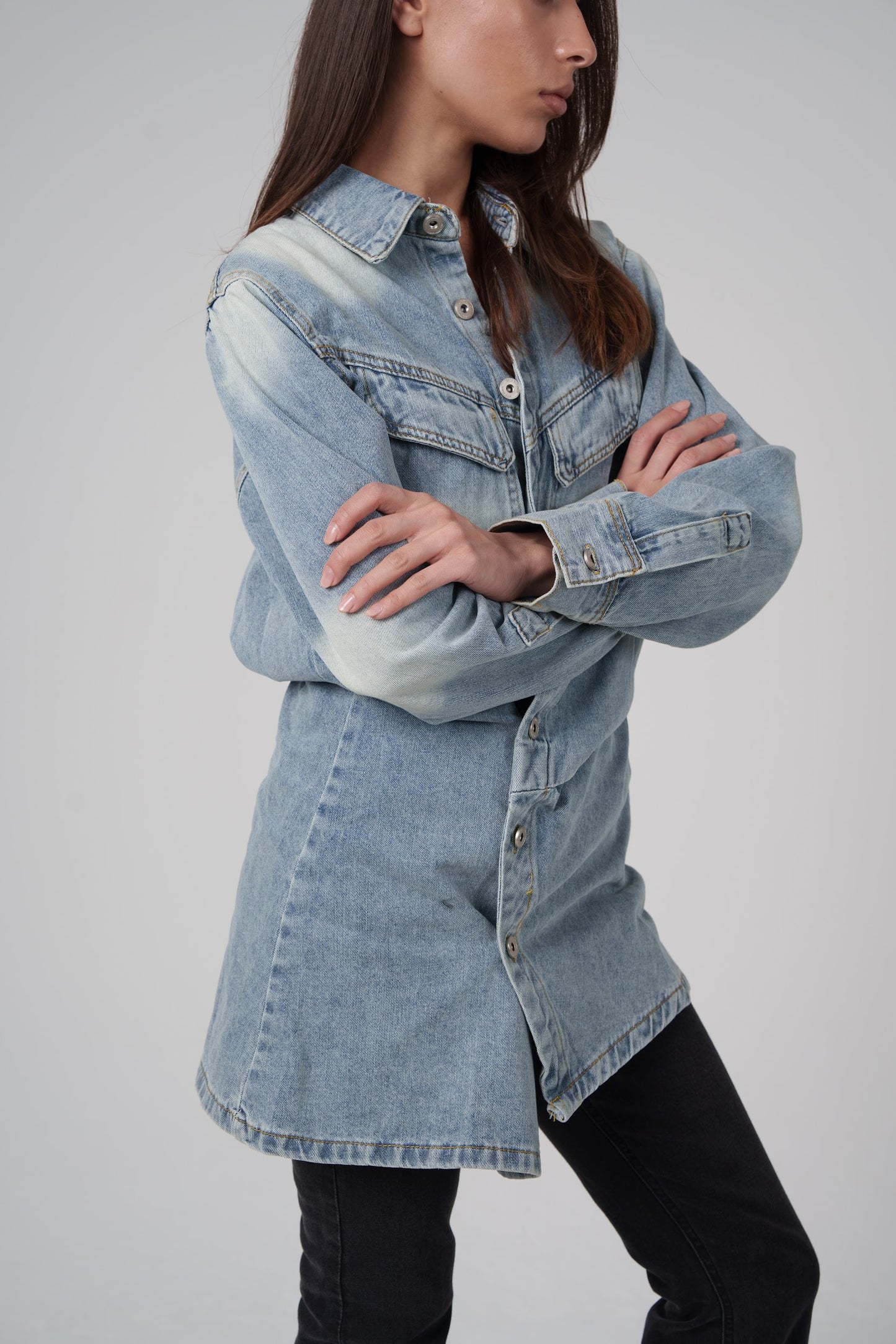 Denim Button-Down Top