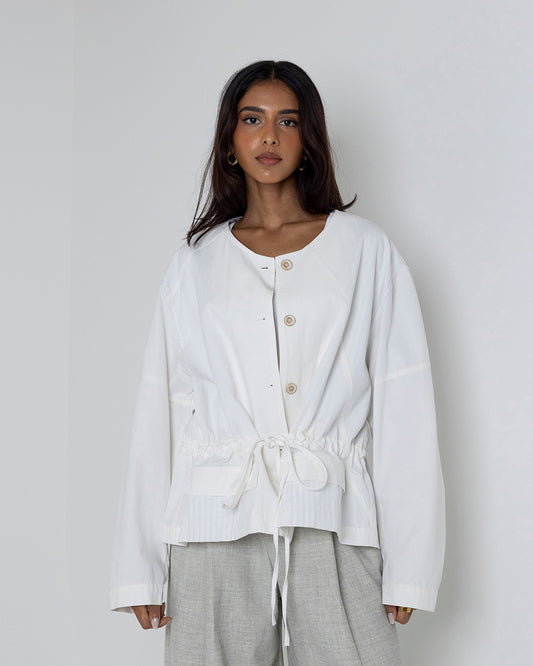 Buttoned Drawstring Jacket