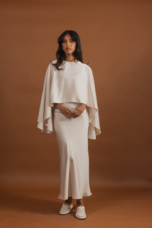 Ivory Silk Dress with Short Shlah