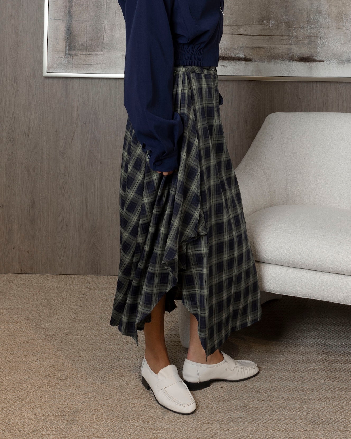 Checked Skirt with Navy Bomber Set