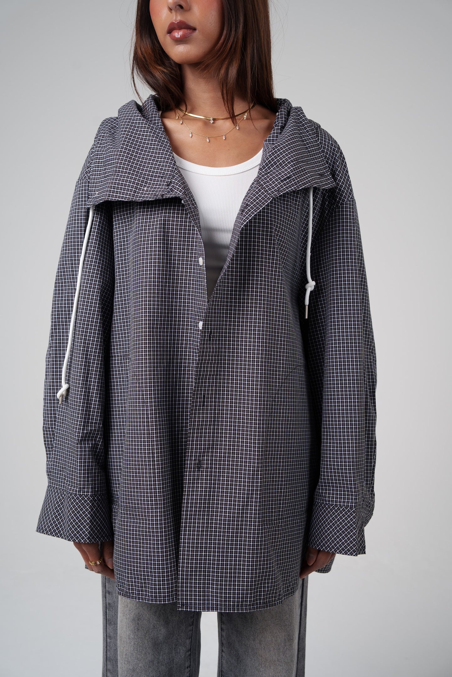 Checkered Drawstring Top