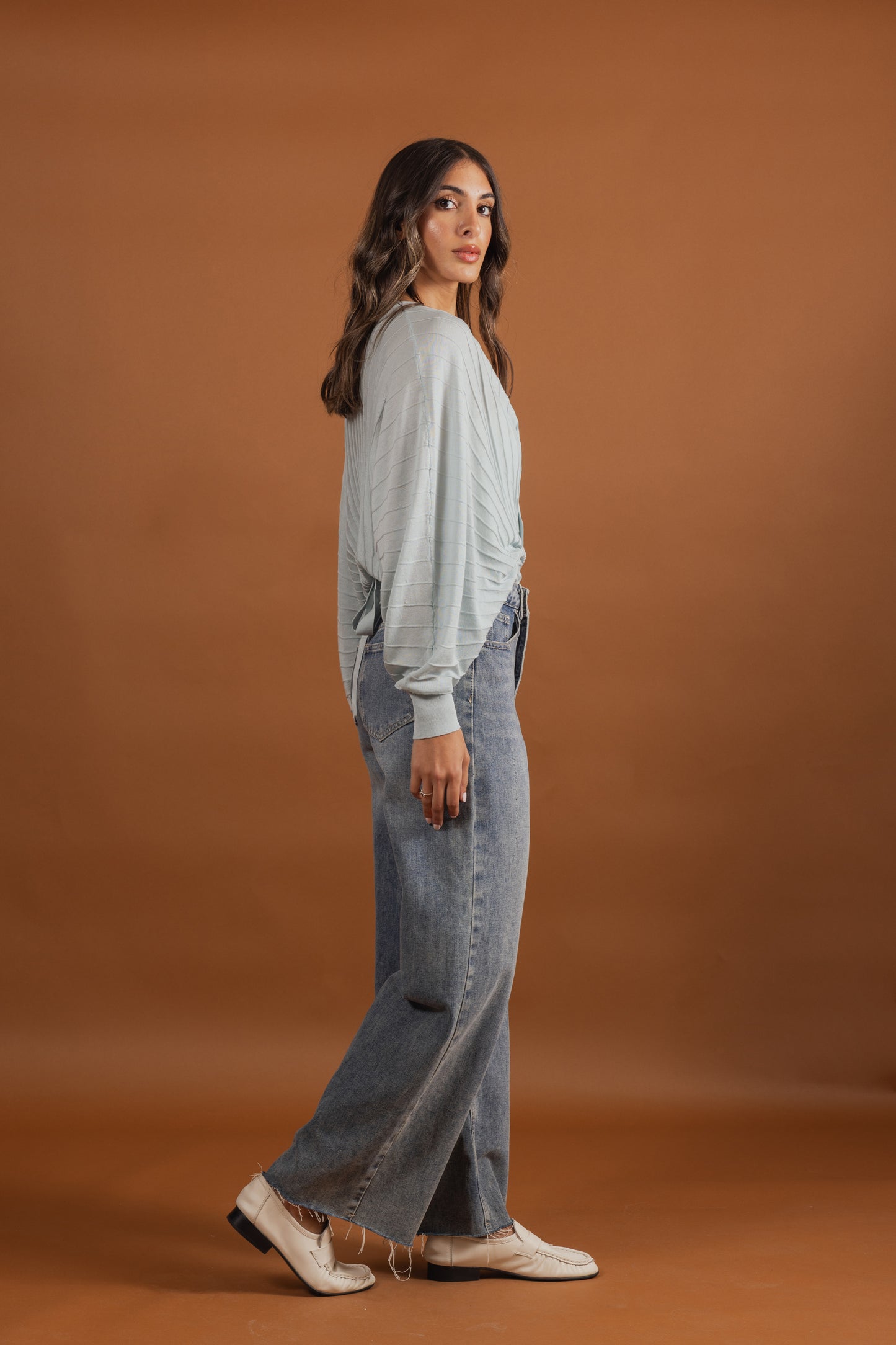 Wide Pleated Wrap Tops