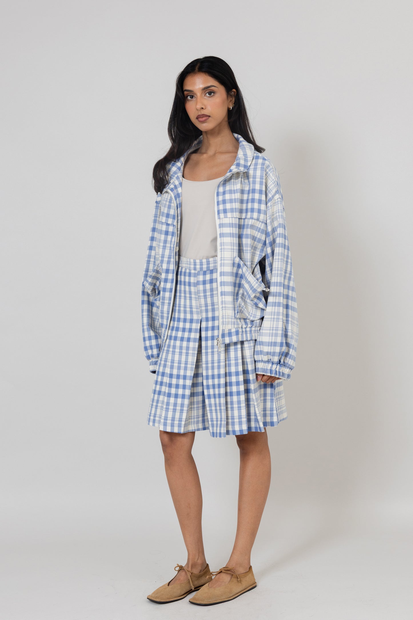 Blue Plaid Skort Set