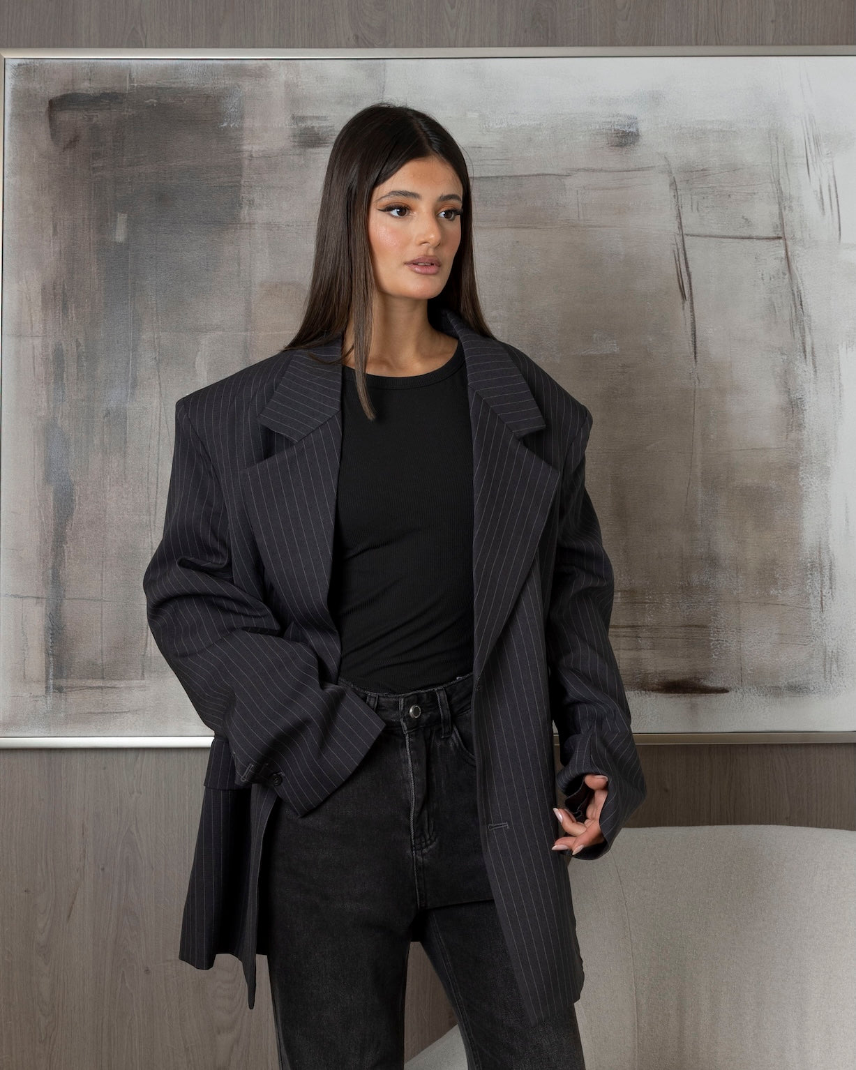 Oversized Striped Suit Jacket