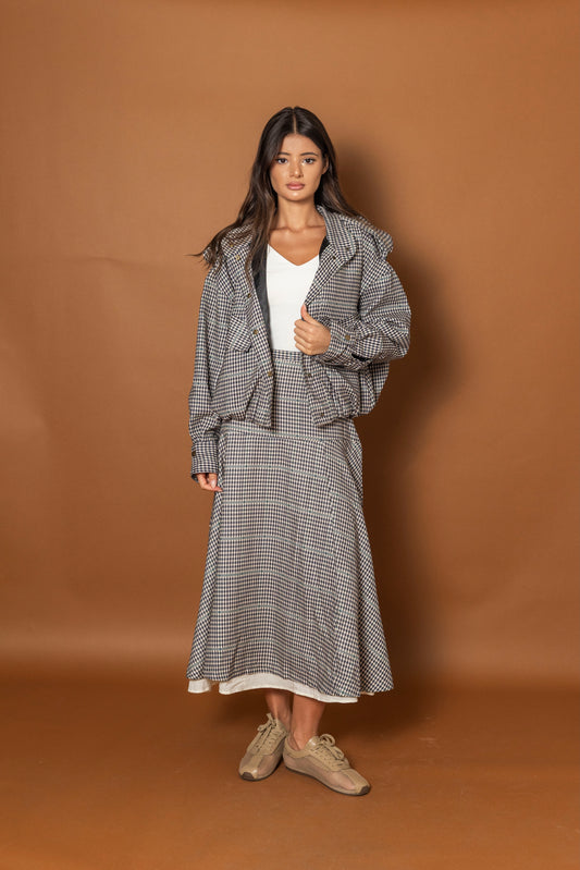 Plaid Skirt & Bomber Set
