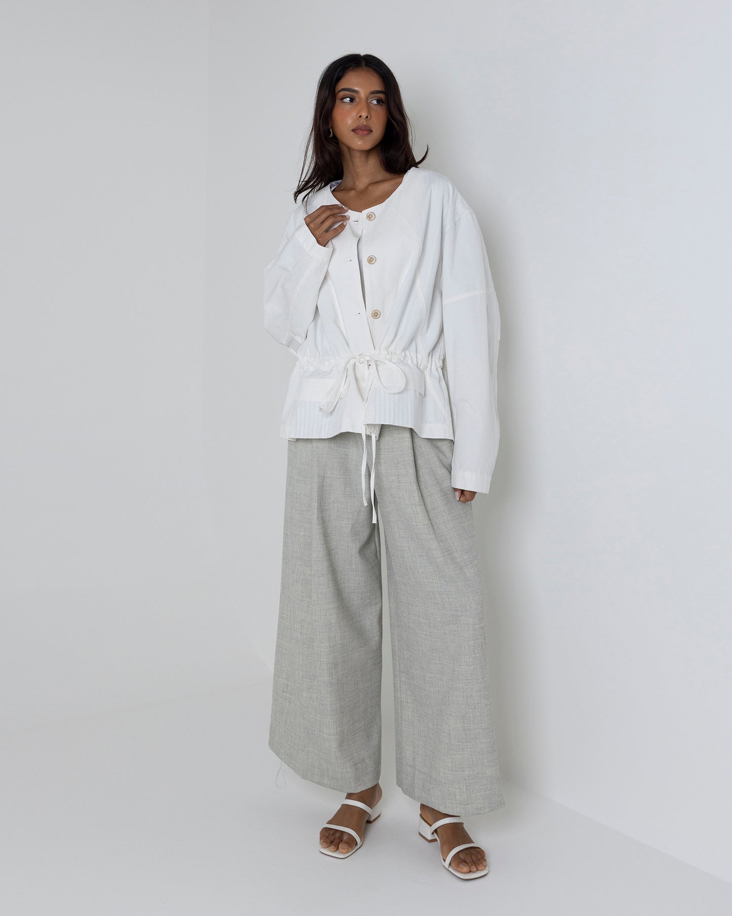 Buttoned Drawstring Jacket