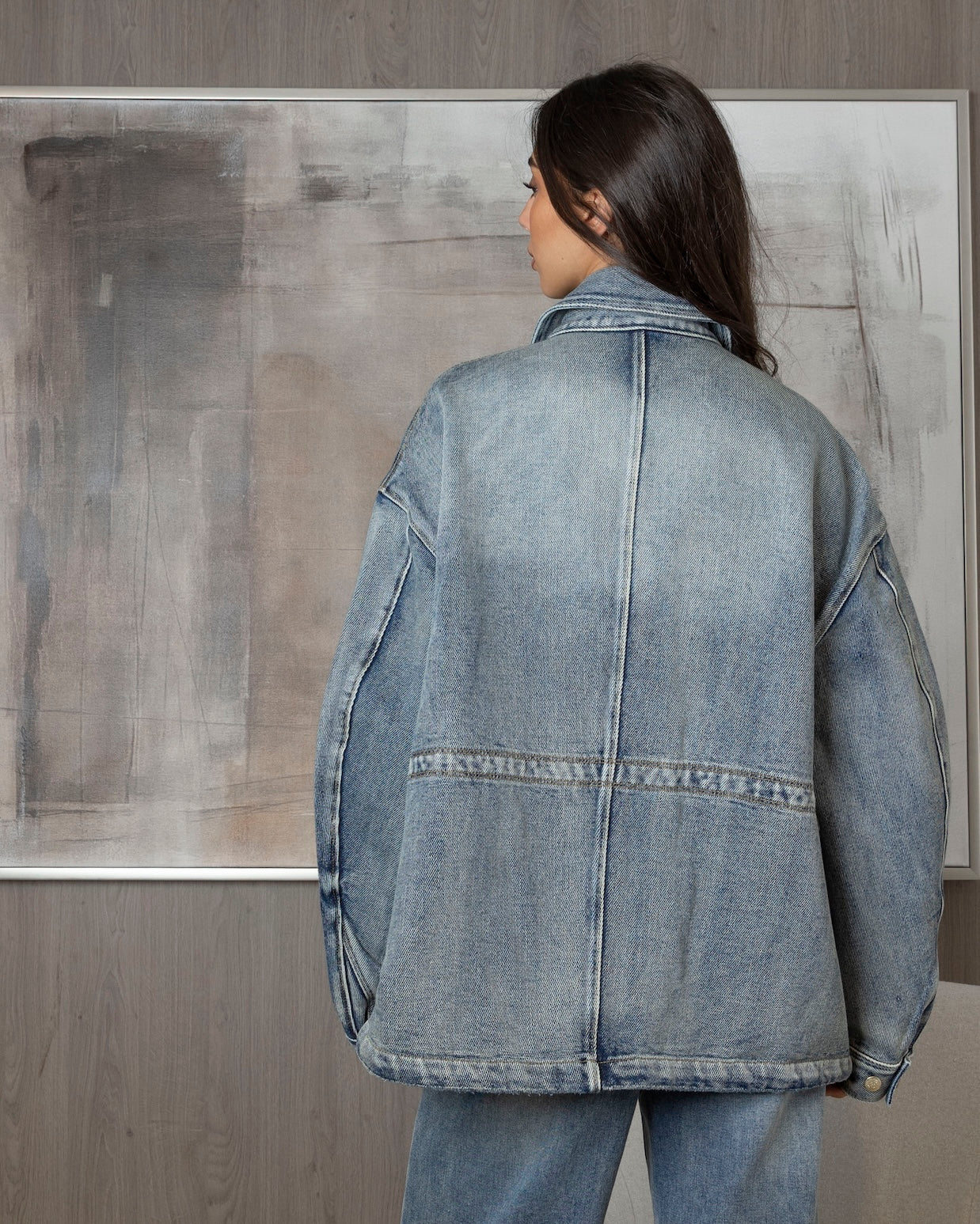 Denim Jacket with Gold Button