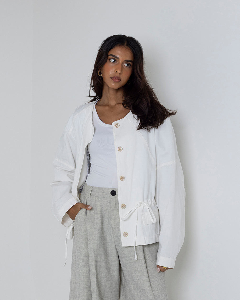 Buttoned Drawstring Jacket
