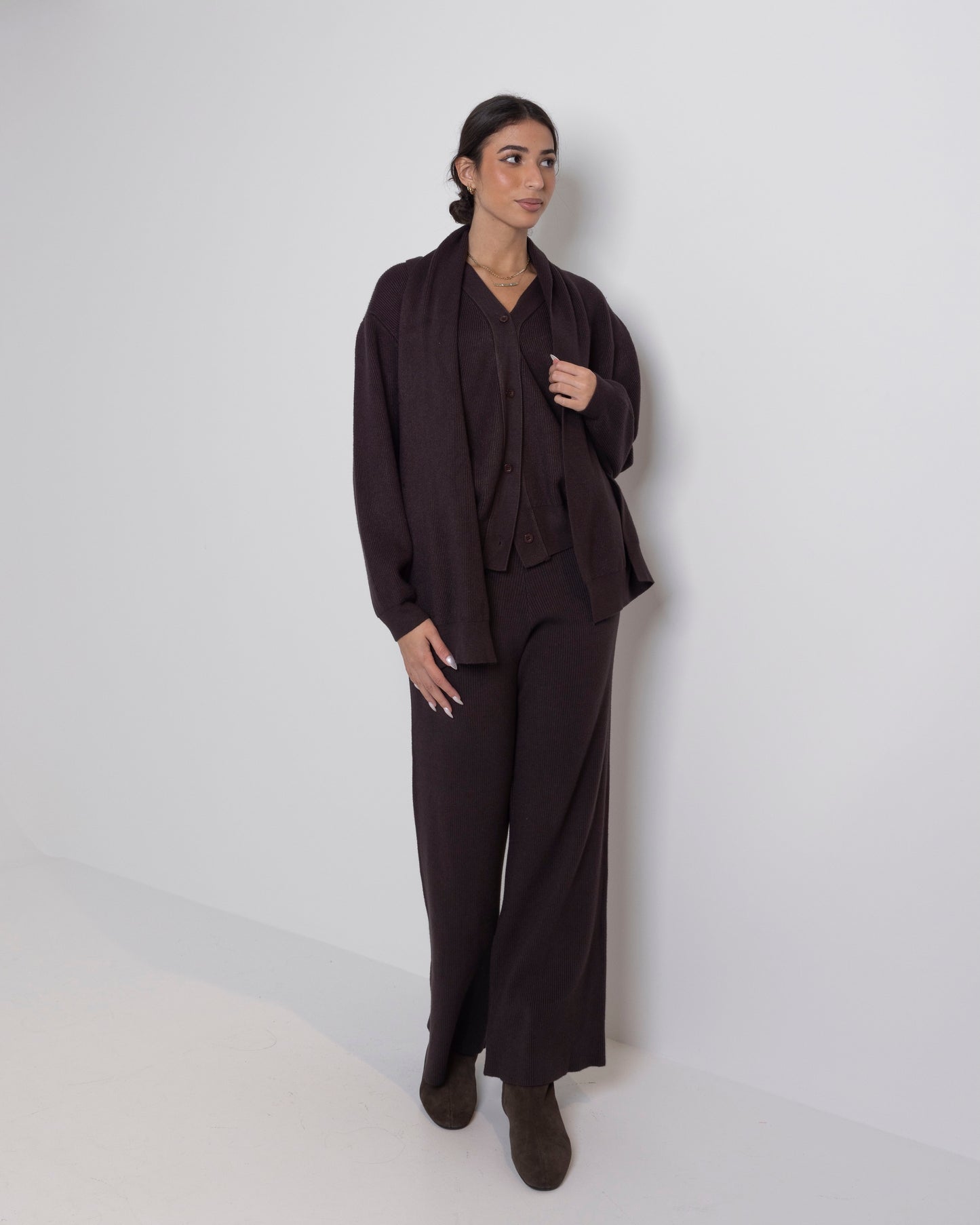 Brown Knitted 2 Piece Set