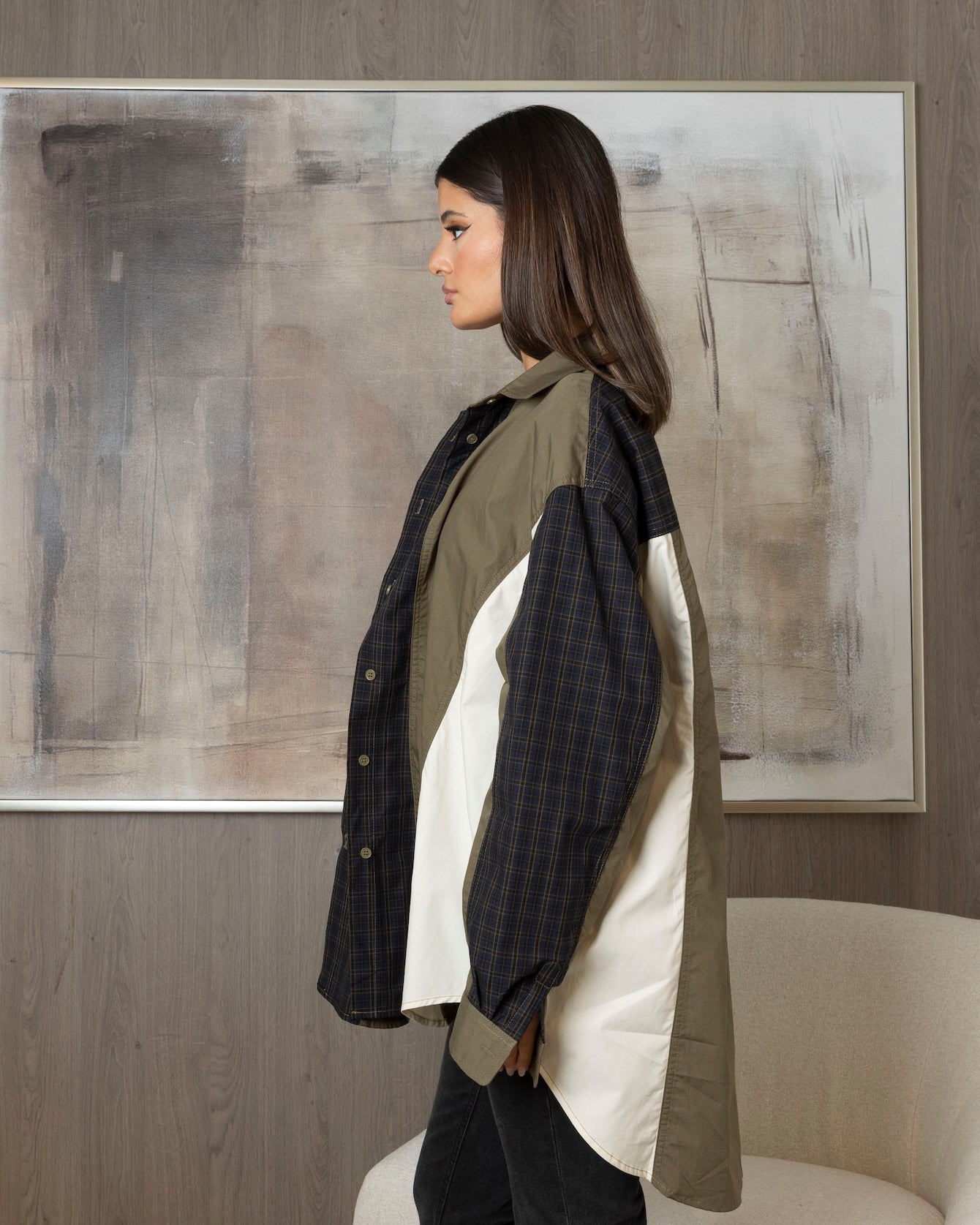 Colorblock Checked Top