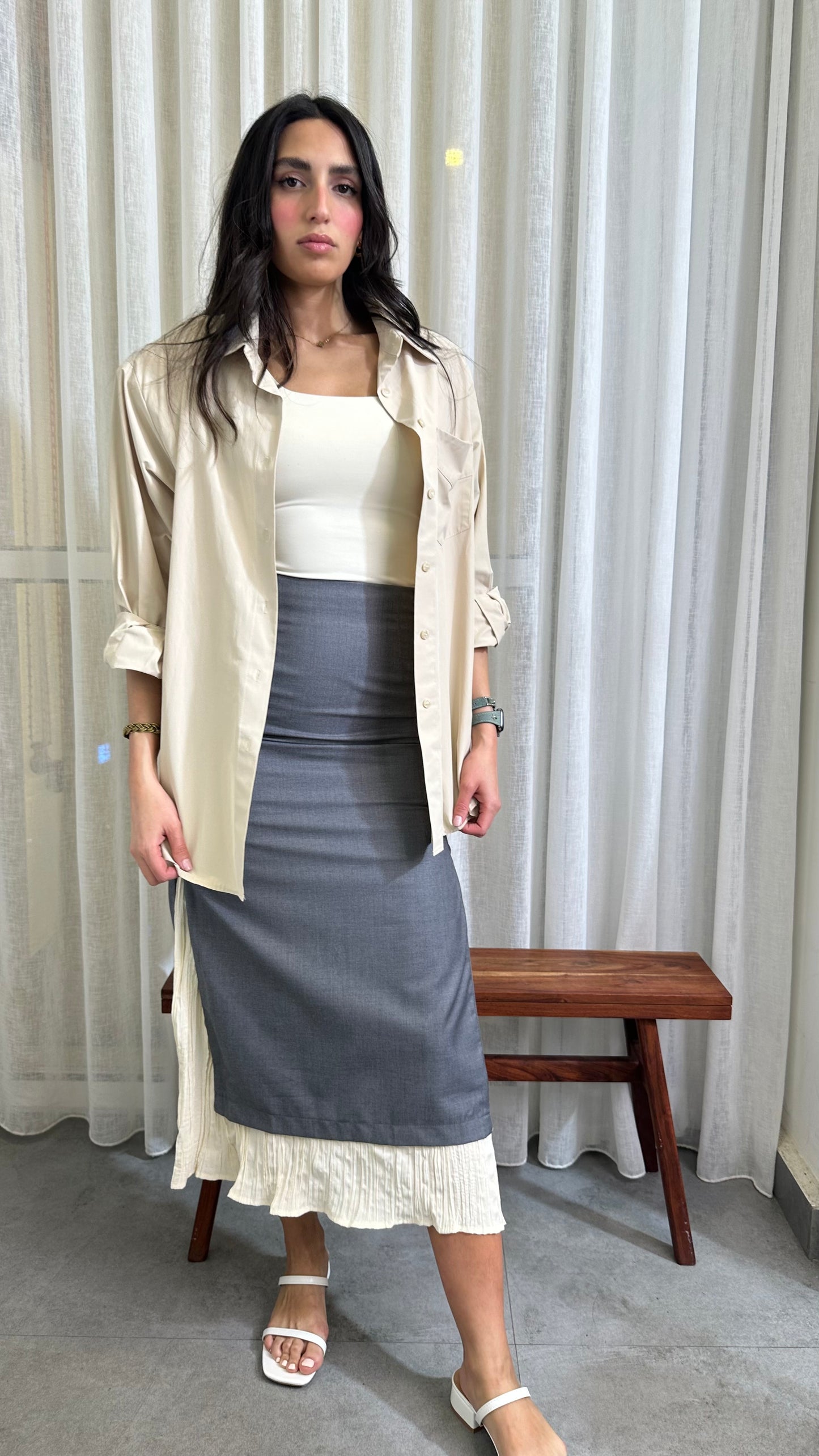 Grey Skirt with Pleats