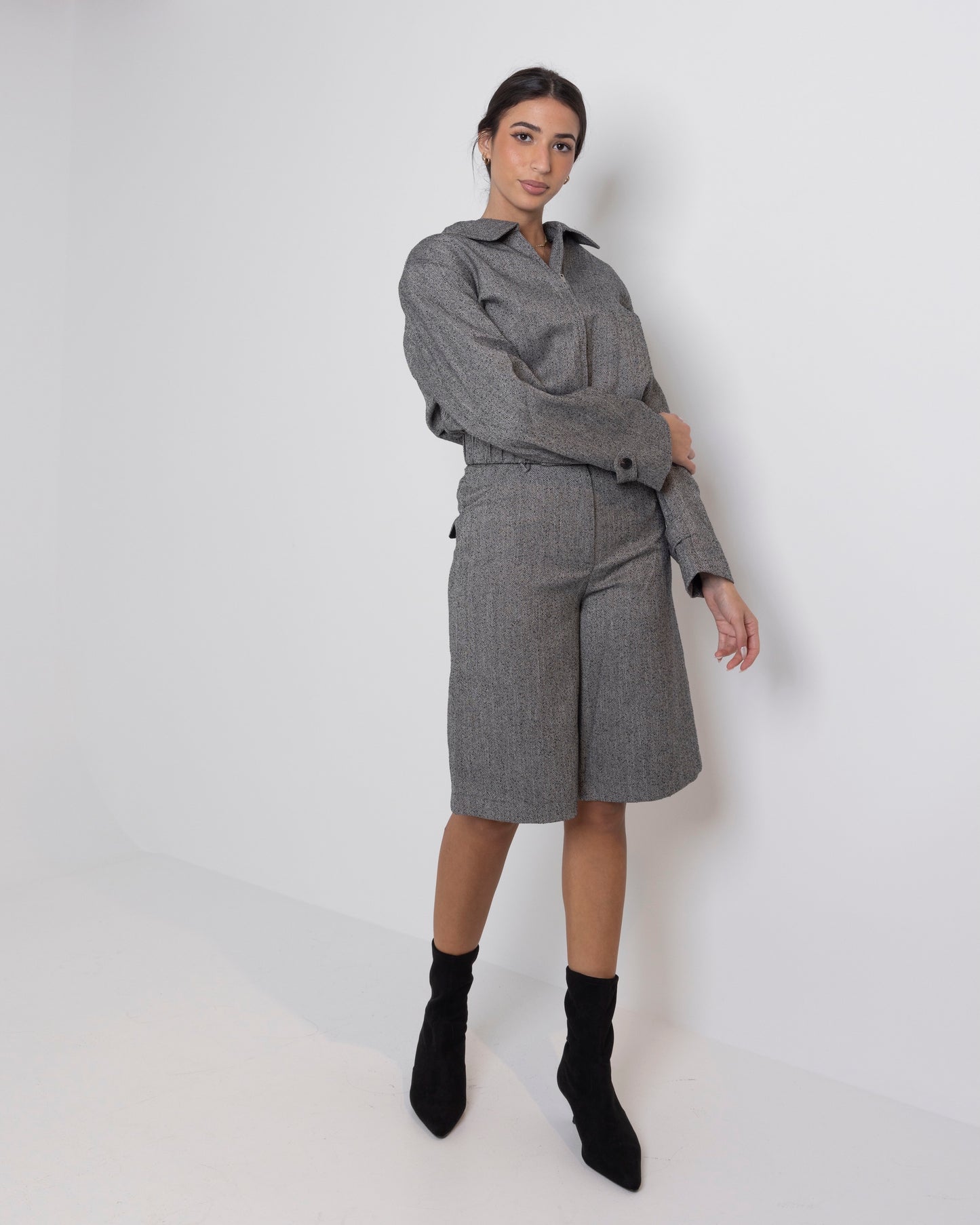 Wool Grey Bermuda Set