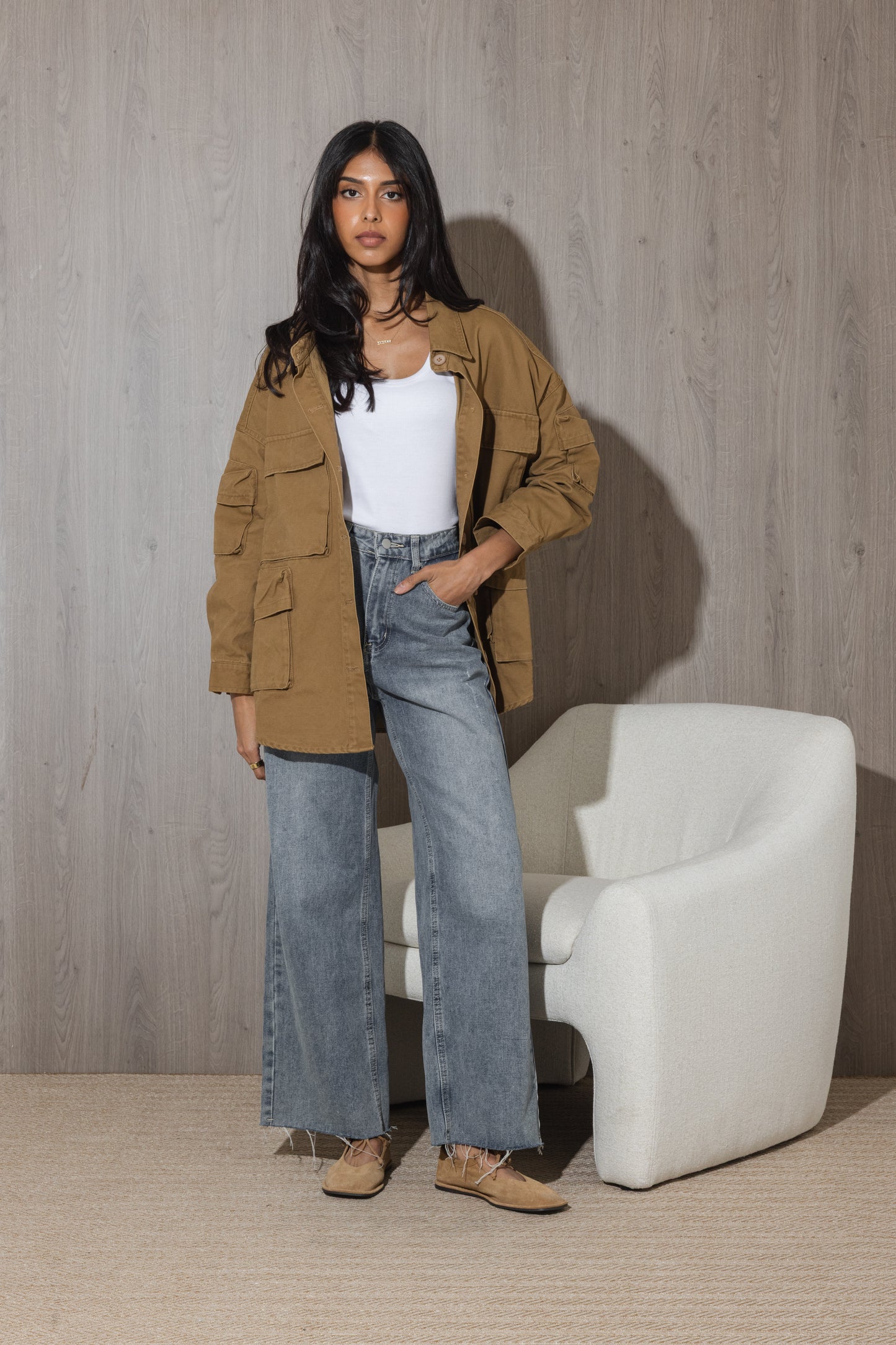 Denim Camel Cargo Shirt