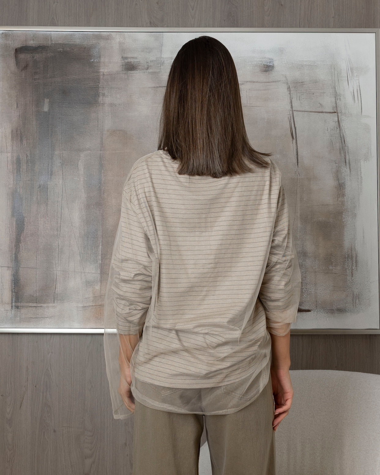 Cotton Shirt with Sheer