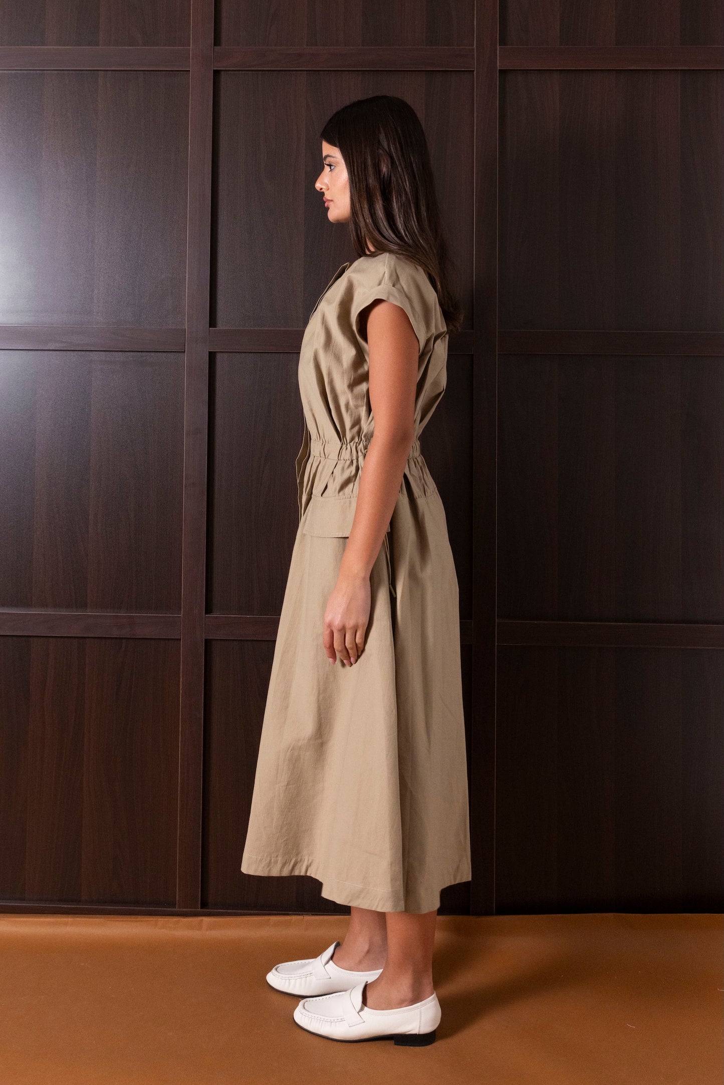 Elastic Waist Dress with Pockets