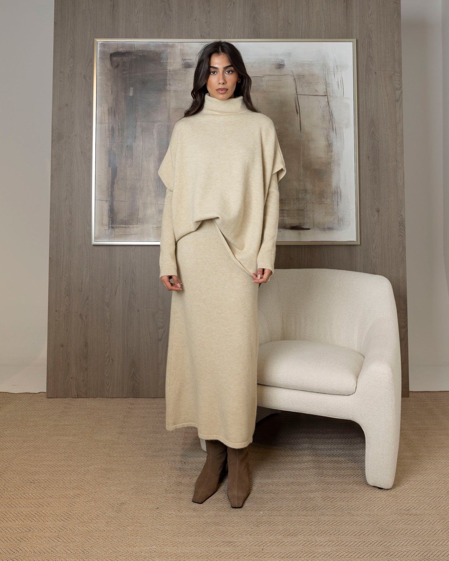 3 Piece Knit Set (Skirt, Long Sleeve Top, & Flowy Top)