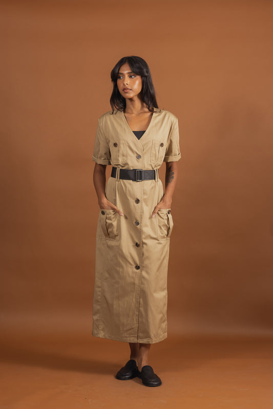 Cargo Dress with Attached Black Belt
