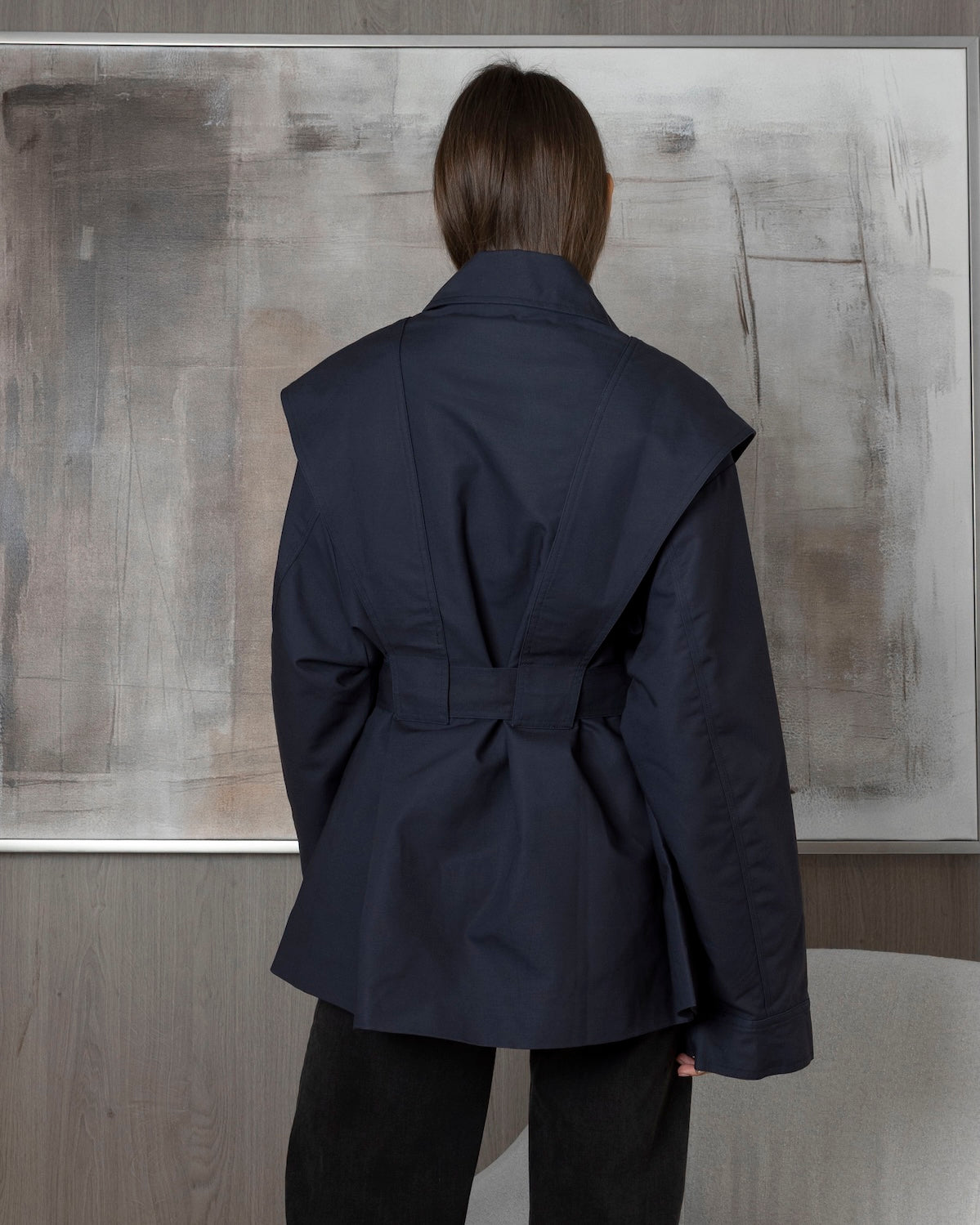 Navy Trench-like Short Jacket