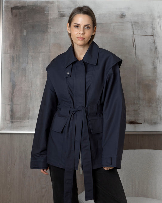 Navy Trench-like Short Jacket