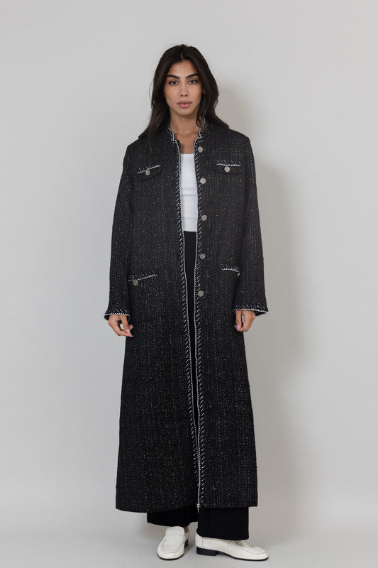 Tweed Black Long Jacket