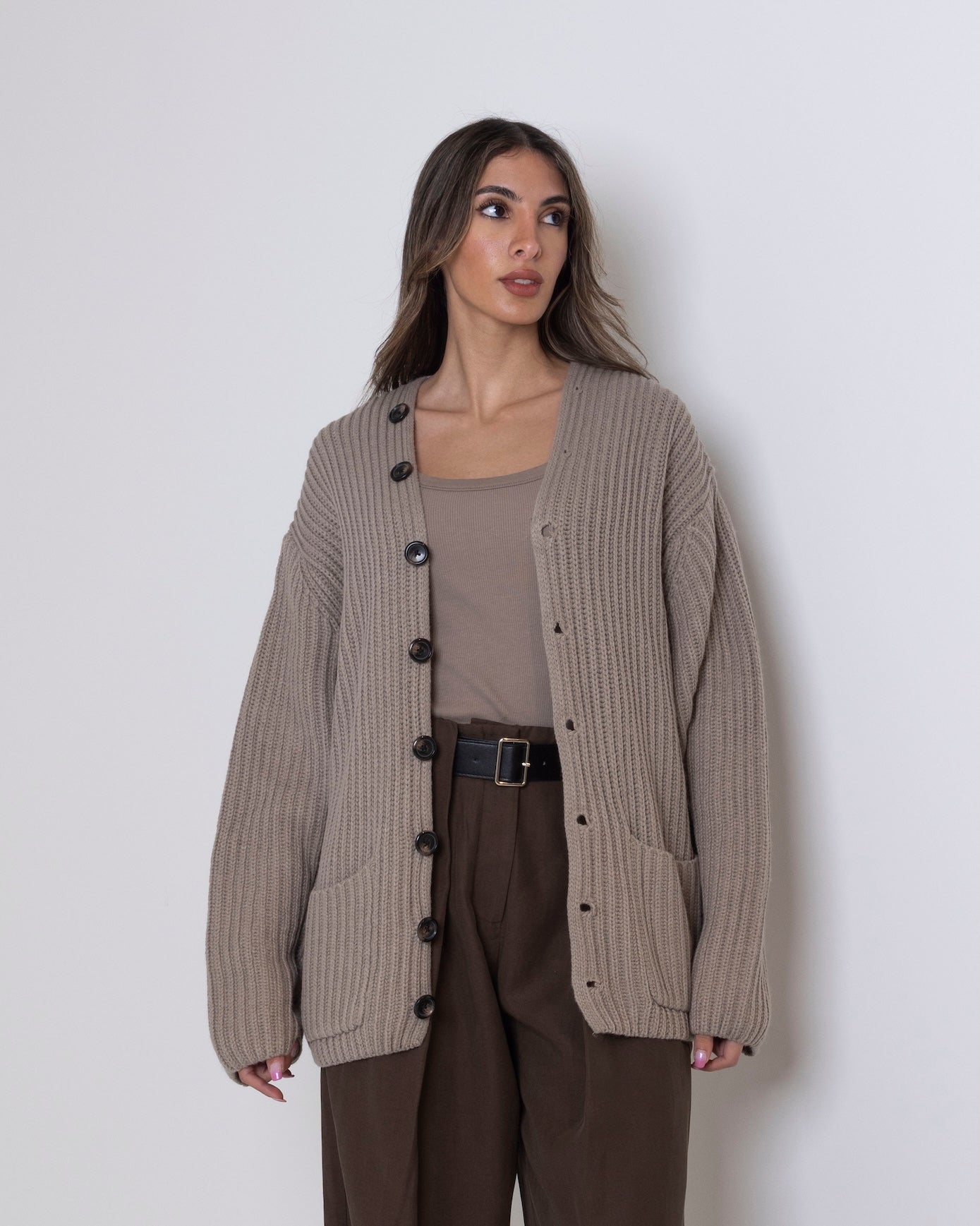 Brown Pant with Attached Inner Belt