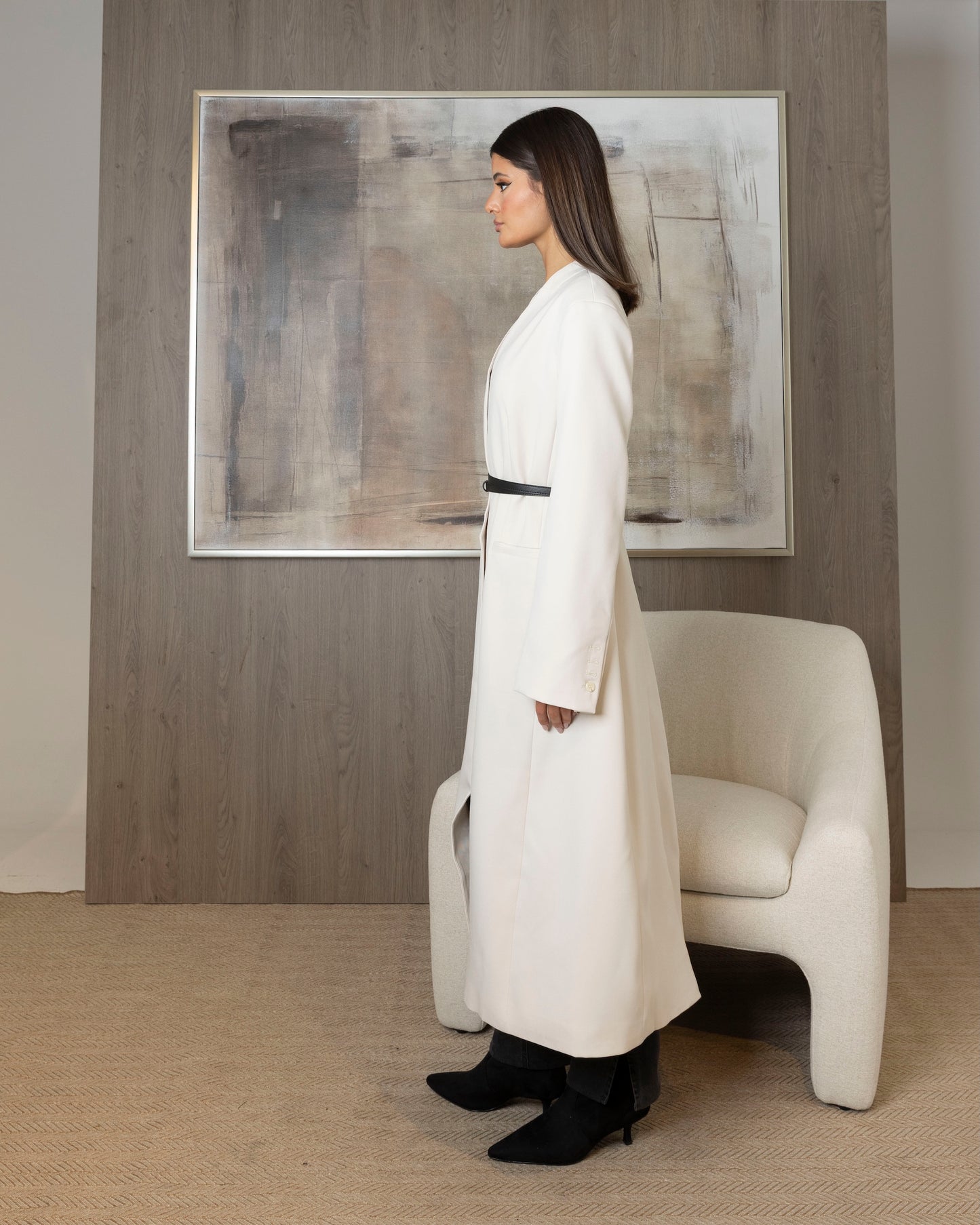 Collarless Jackets with Belt