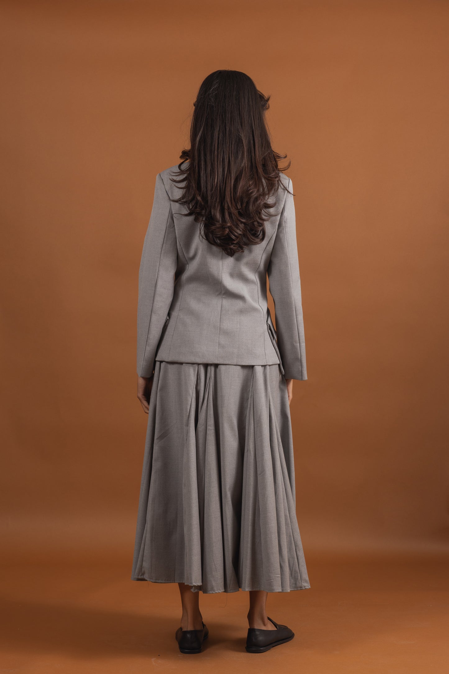 Grey Suit Set with Maxi Skirt