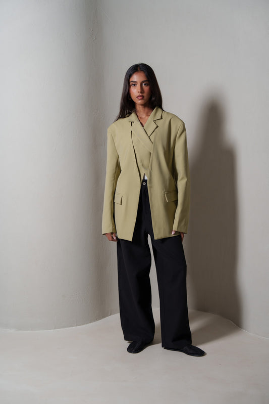 Khaki Blazer with Inner Wrap