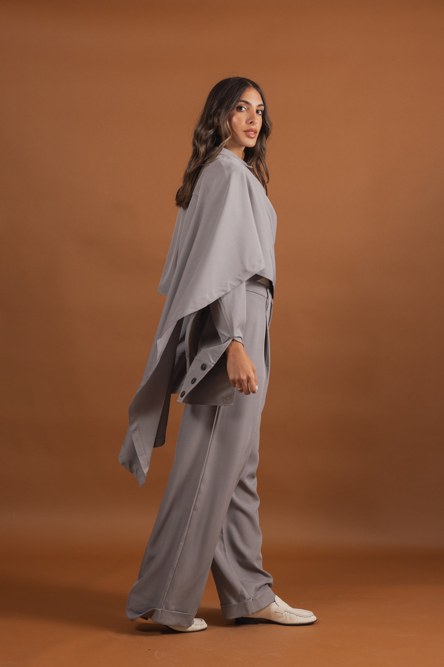 Grey Set with Scarf Top