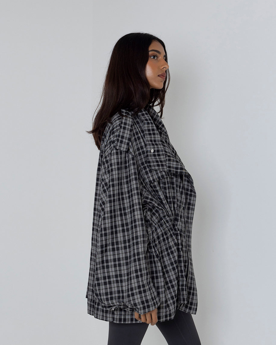 Ruched Plaid Shirt