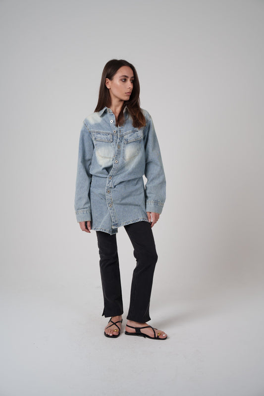 Denim Button-Down Top