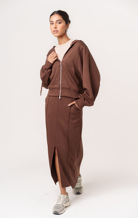 Brown Cotton Skirt Set