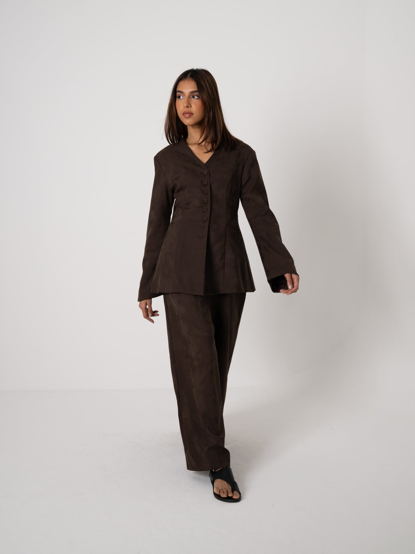 Suede-like Brown Suit Set