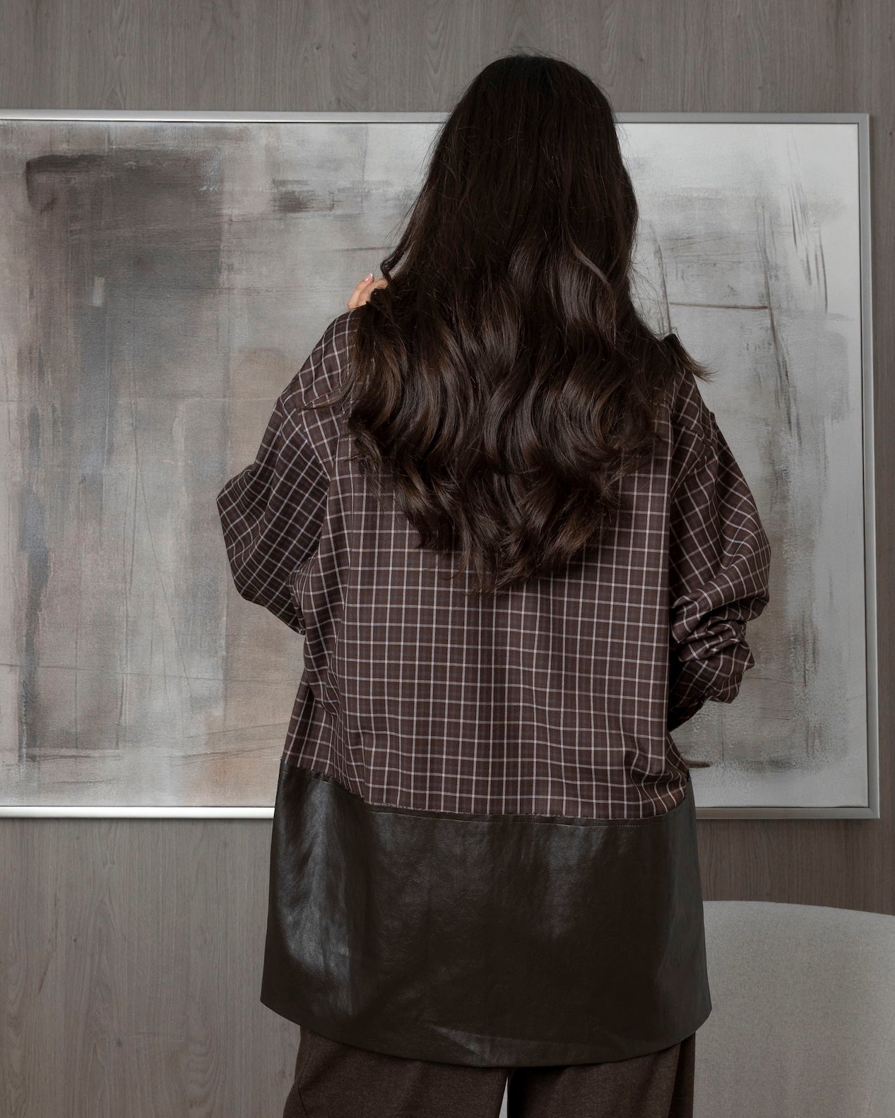 Plaid X Brown Leather Shirt