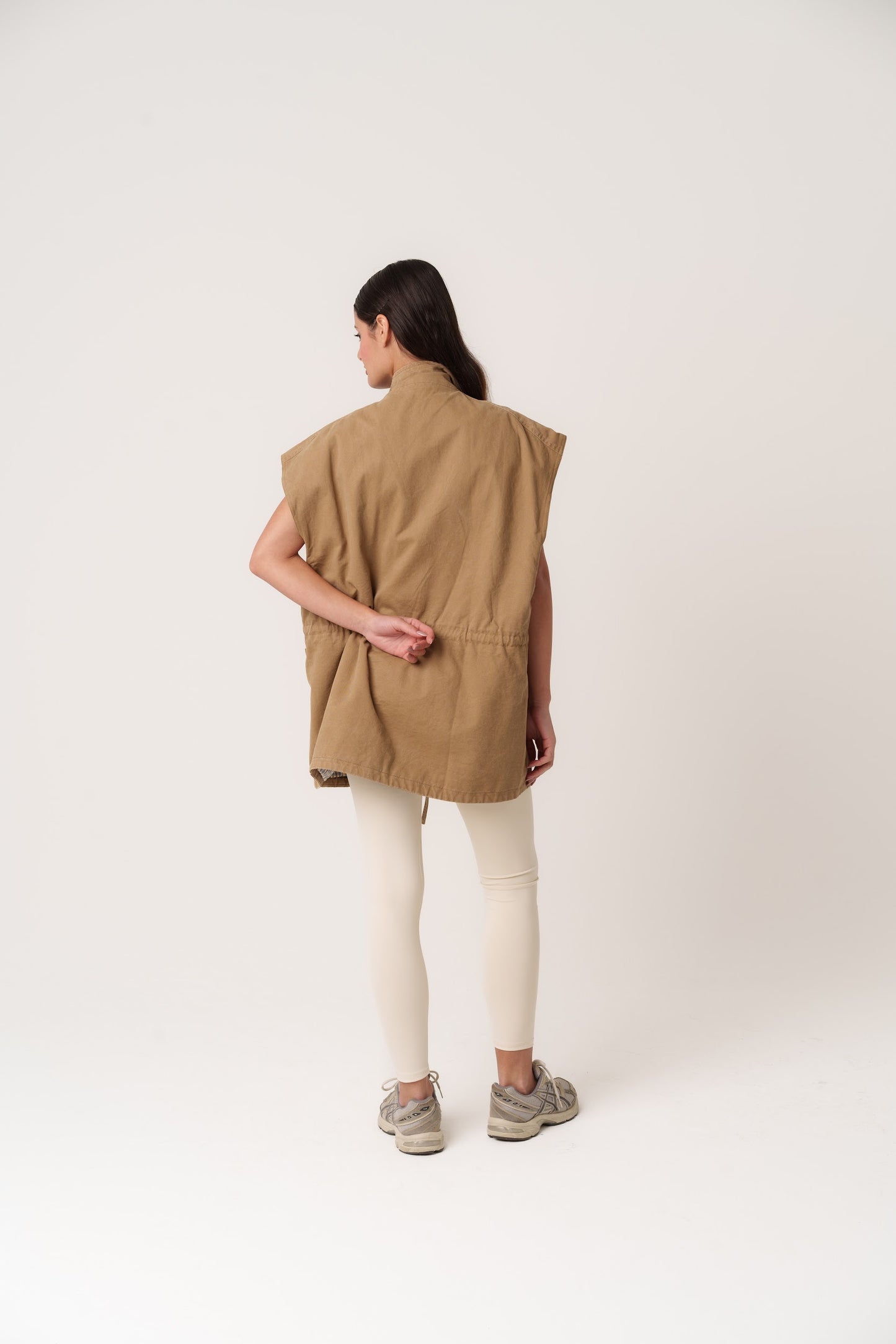 Beige Cargo Oversized Vest