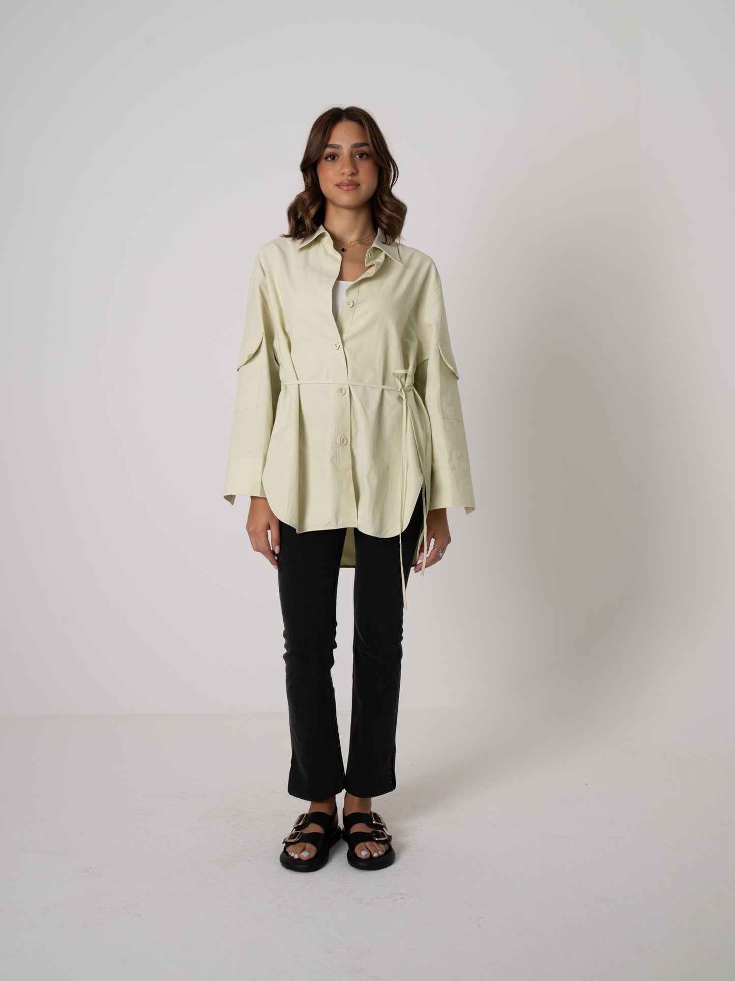 Arm Pockets Shirt with Belt