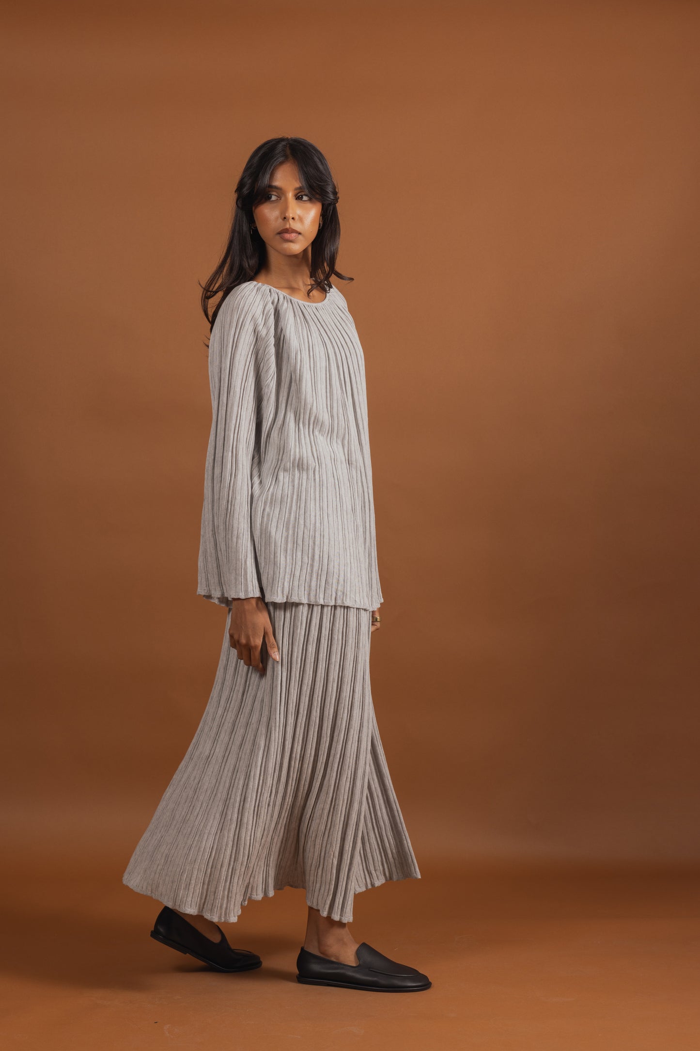 Pleated Light Knit Skirt & Top