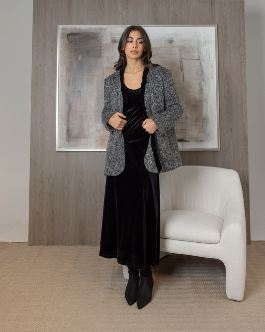 Tweed Jacket with Velvet