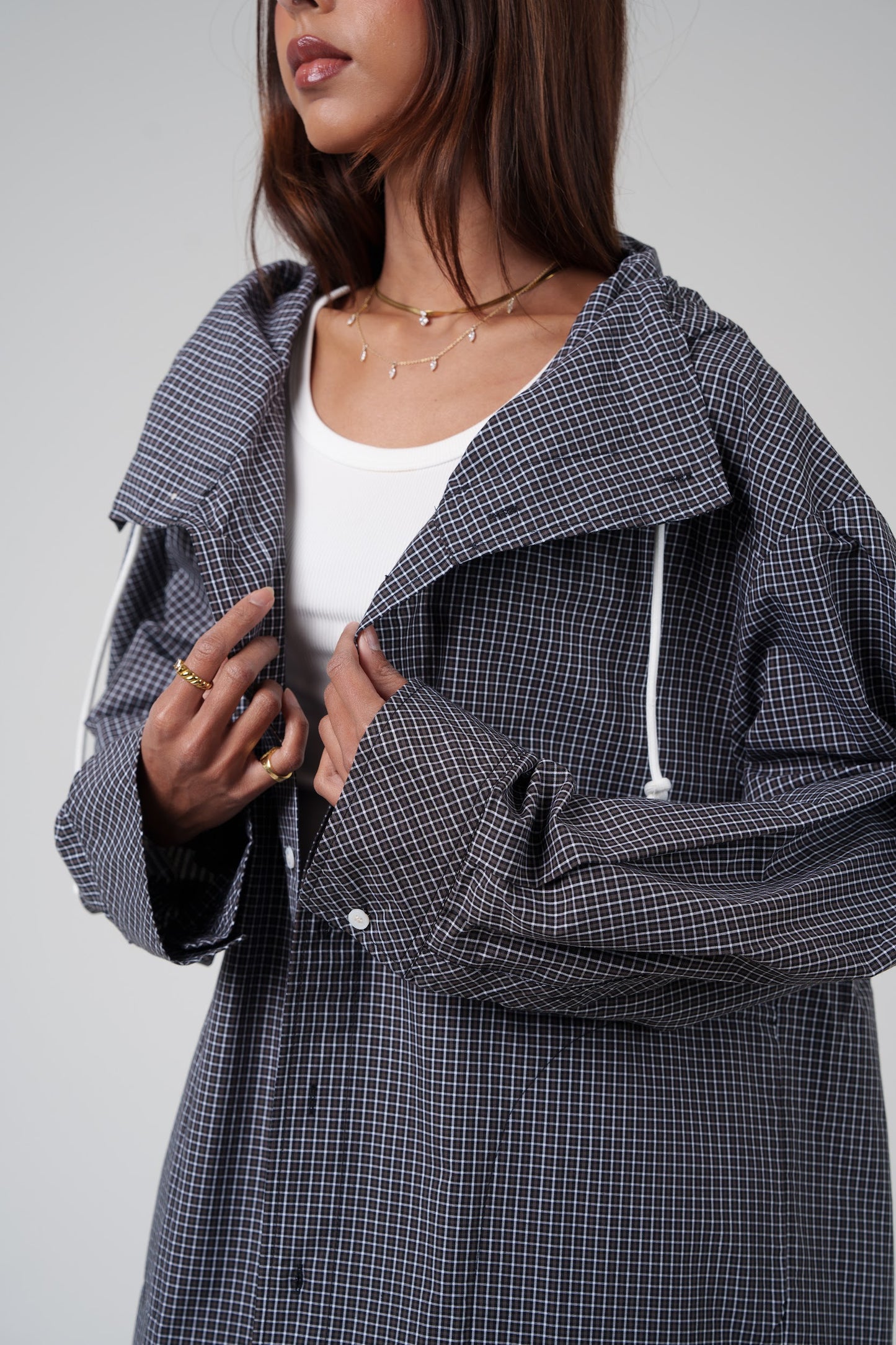Checkered Drawstring Top