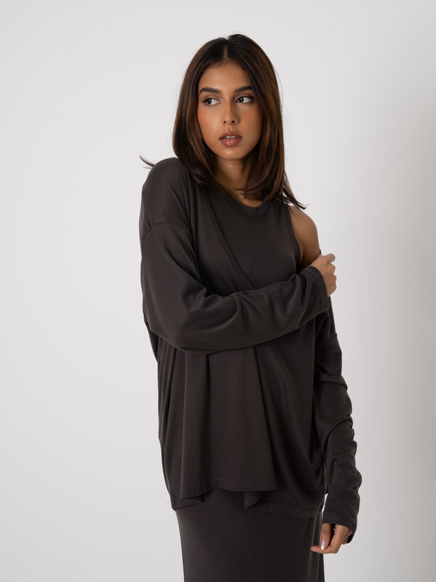 Dark Grey Cotton Dress Set