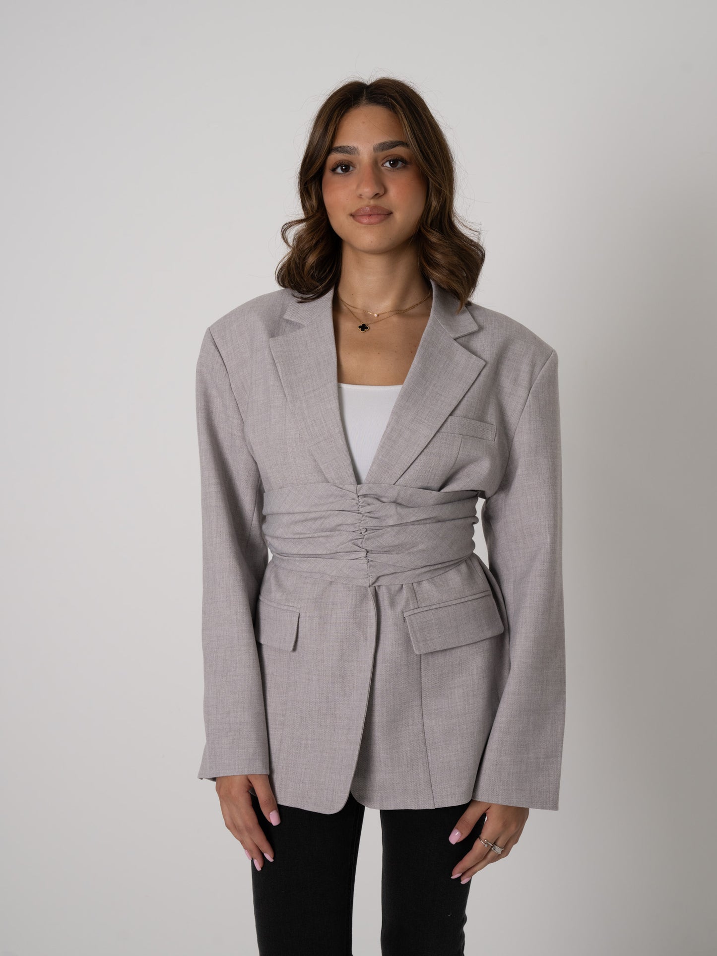 Blazer with Zipper Large Belt