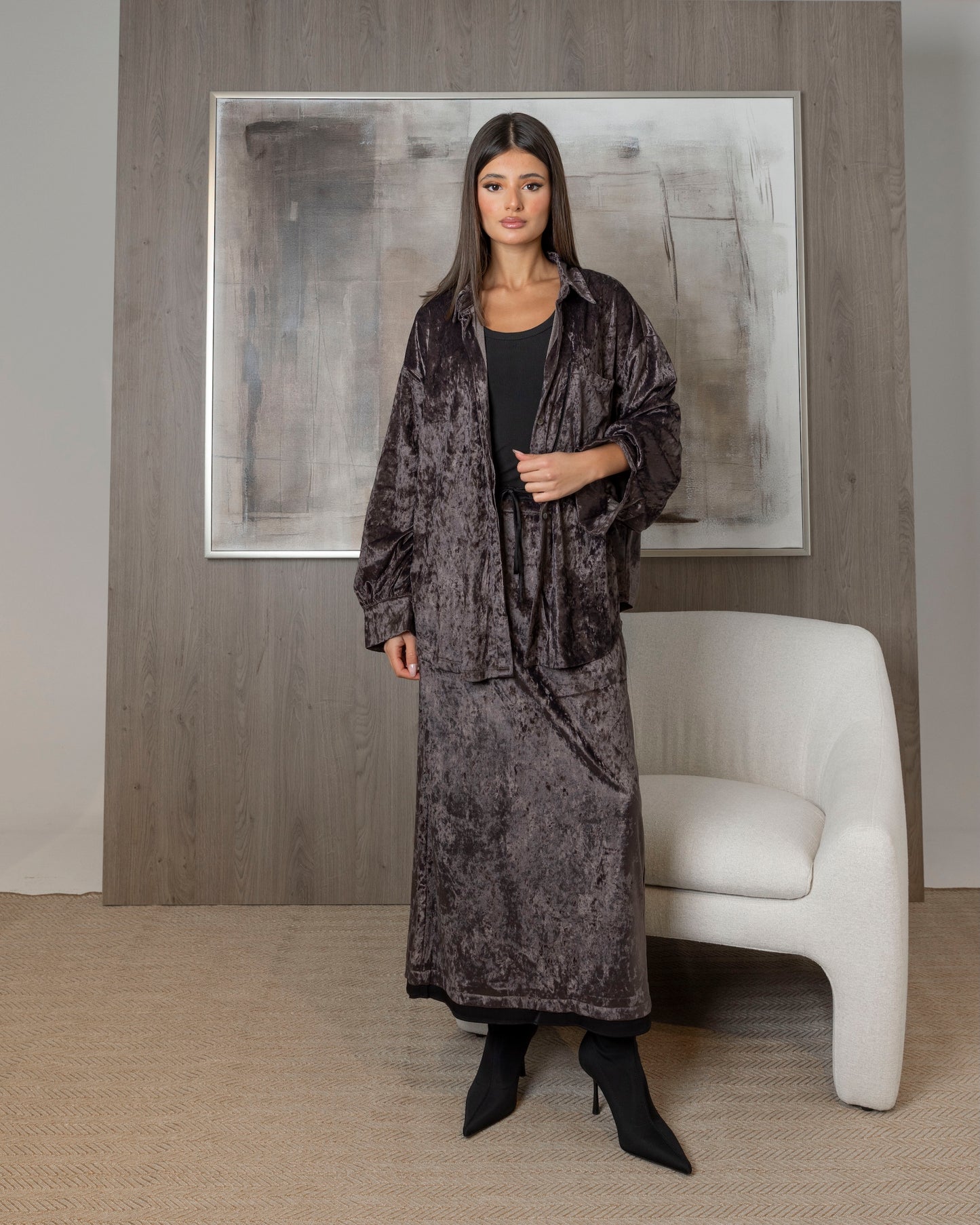 Dark Grey Velvet Set