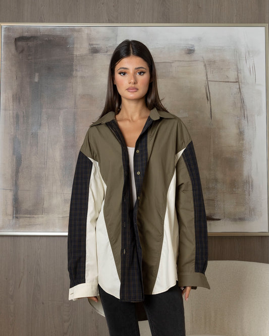 Colorblock Checked Top