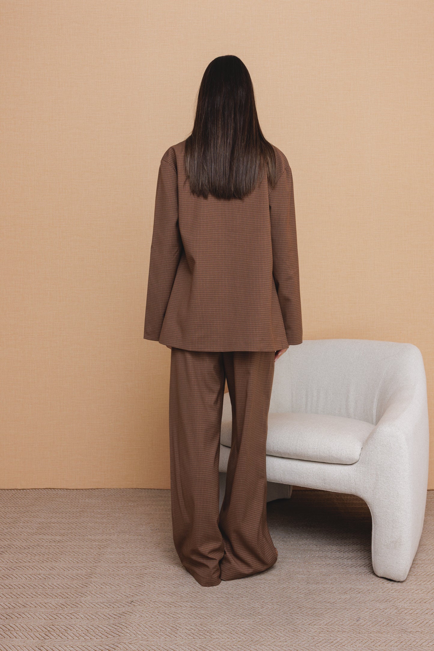Plaid Brown Suit Set