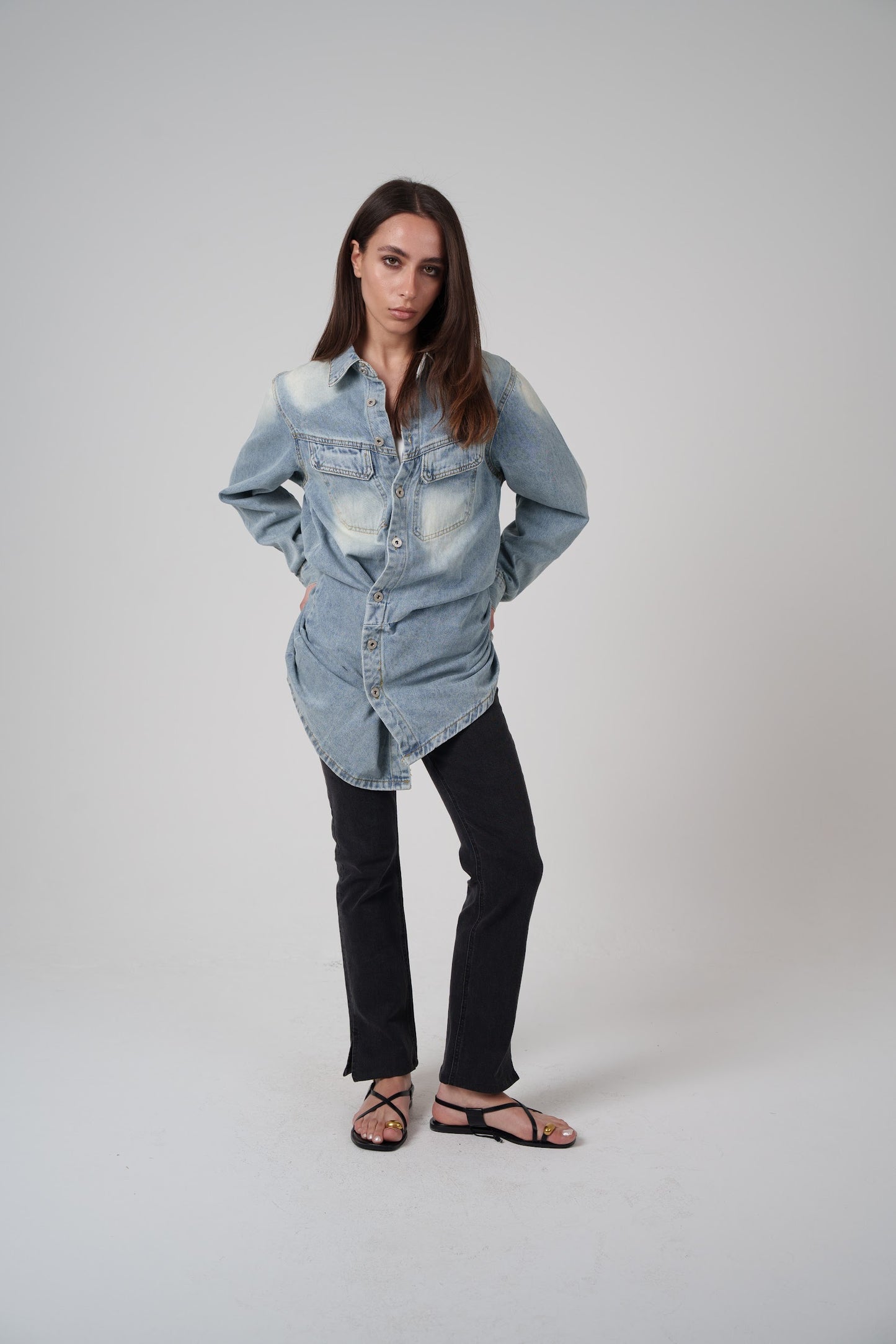 Denim Button-Down Top