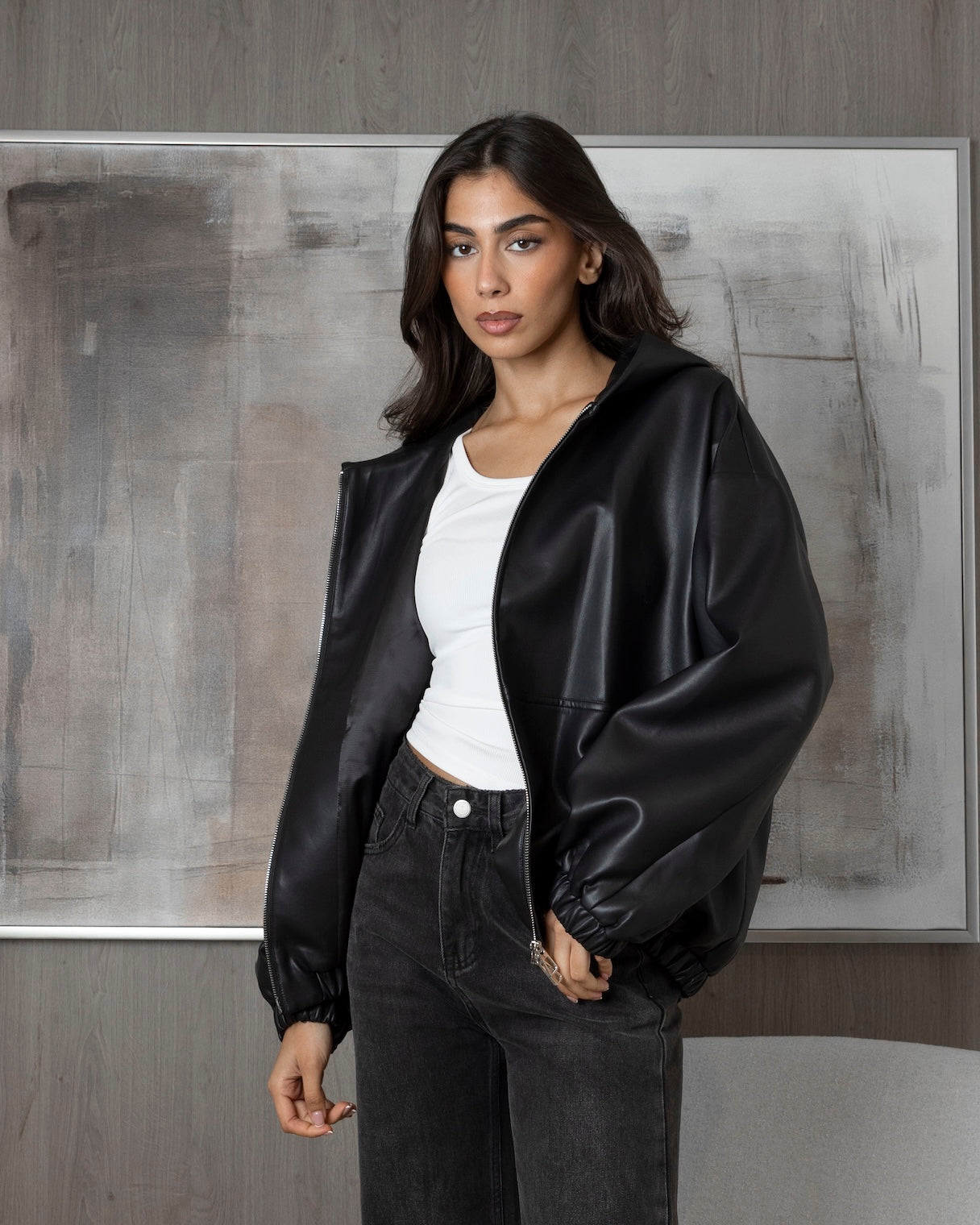 Hooded Leather Jacket