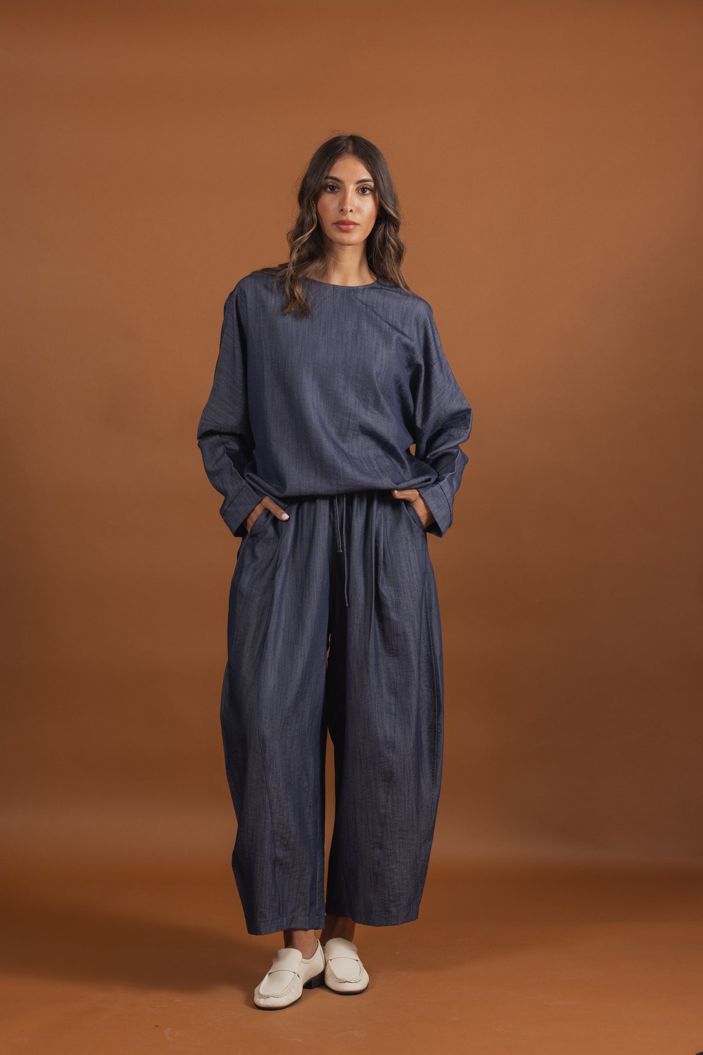 Light Denim Balloon Pants Set